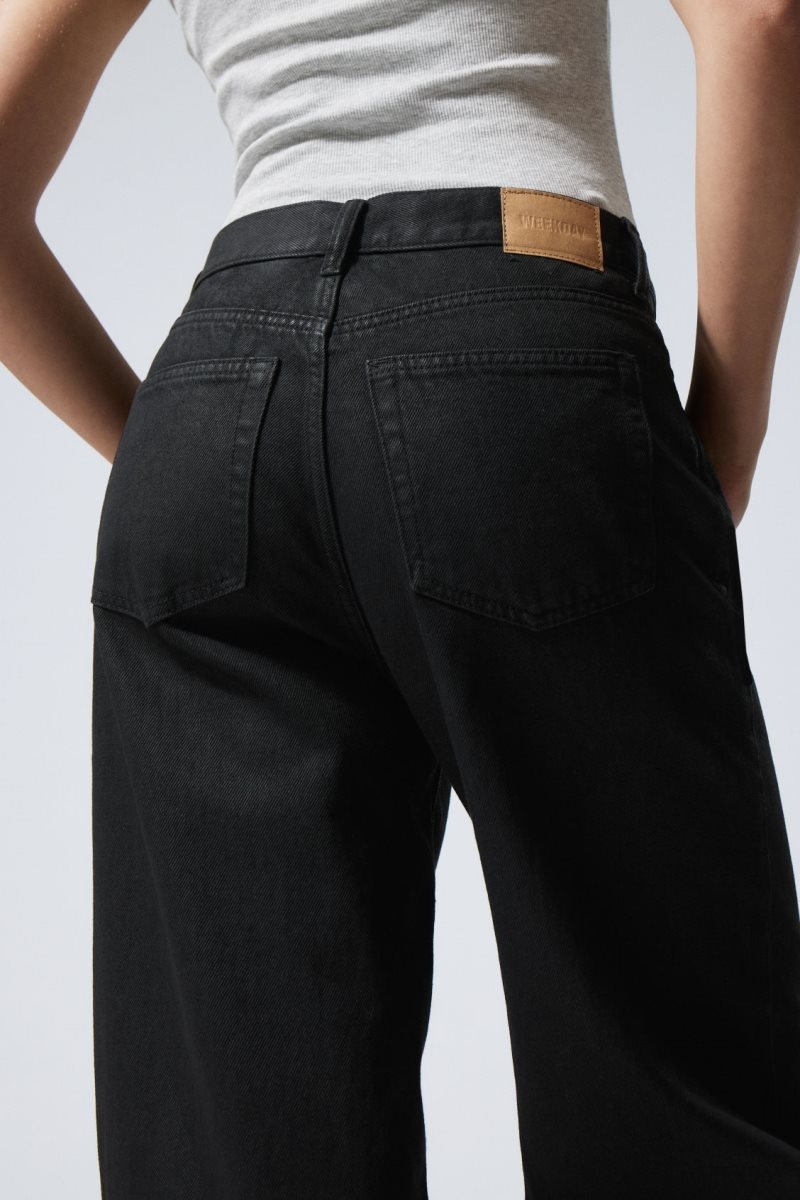 Weekday Rail Mid Loose Coated Jeans Black | QVDD7310