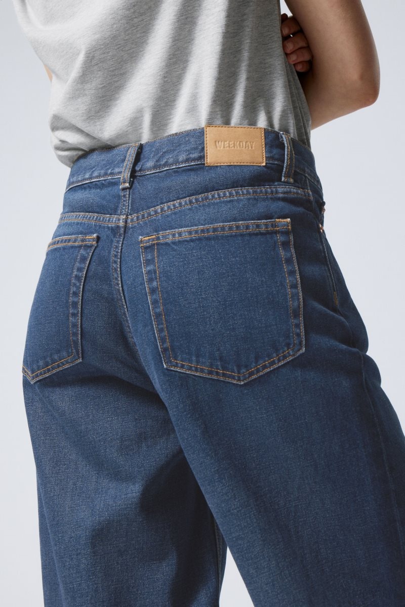 Weekday Rail Mid Loose Straight Jeans Blue | SLSS0701