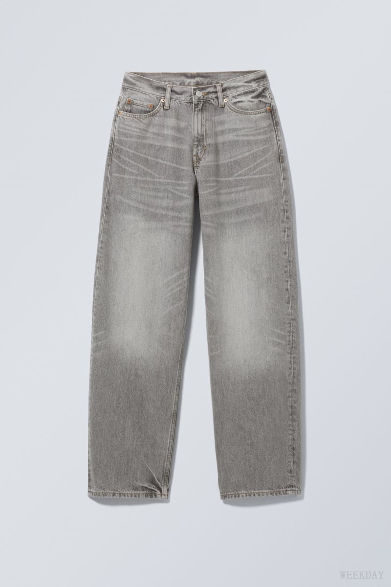 Weekday Rail Mid Loose Straight Jeans Grey | NZWK0281