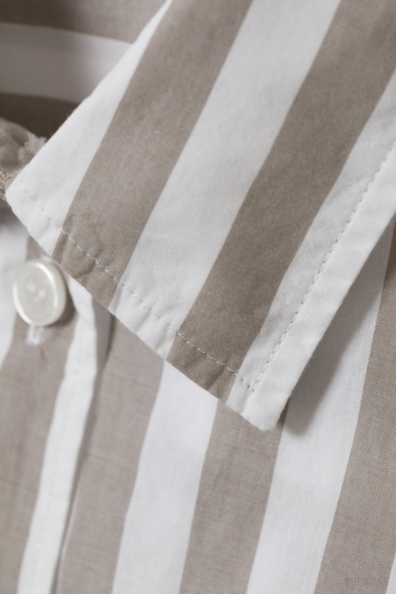 Weekday Regular Cotton Voile Shirt Beige Stripes | ARTH4731