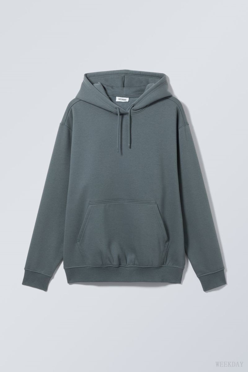 Weekday Relaxed Heavy Hoodie Dark Turquoise | EJQW6733