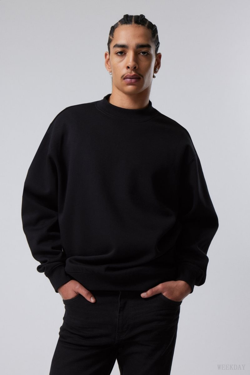 Weekday Relaxed Heavyweight Sweatshirt Black | QGTS7223