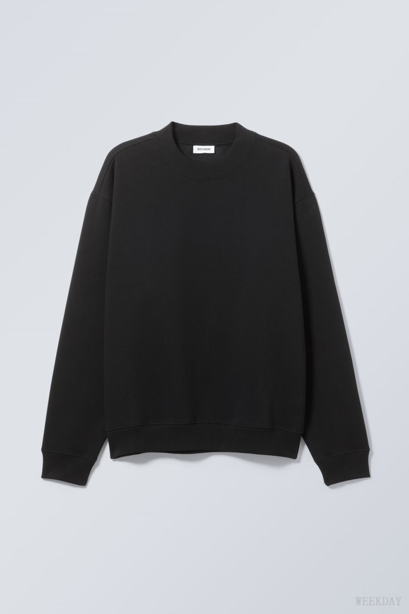 Weekday Relaxed Heavyweight Sweatshirt Black | QGTS7223