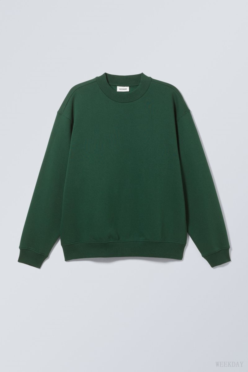 Weekday Relaxed Heavyweight Sweatshirt Dark Green | LJNK0839