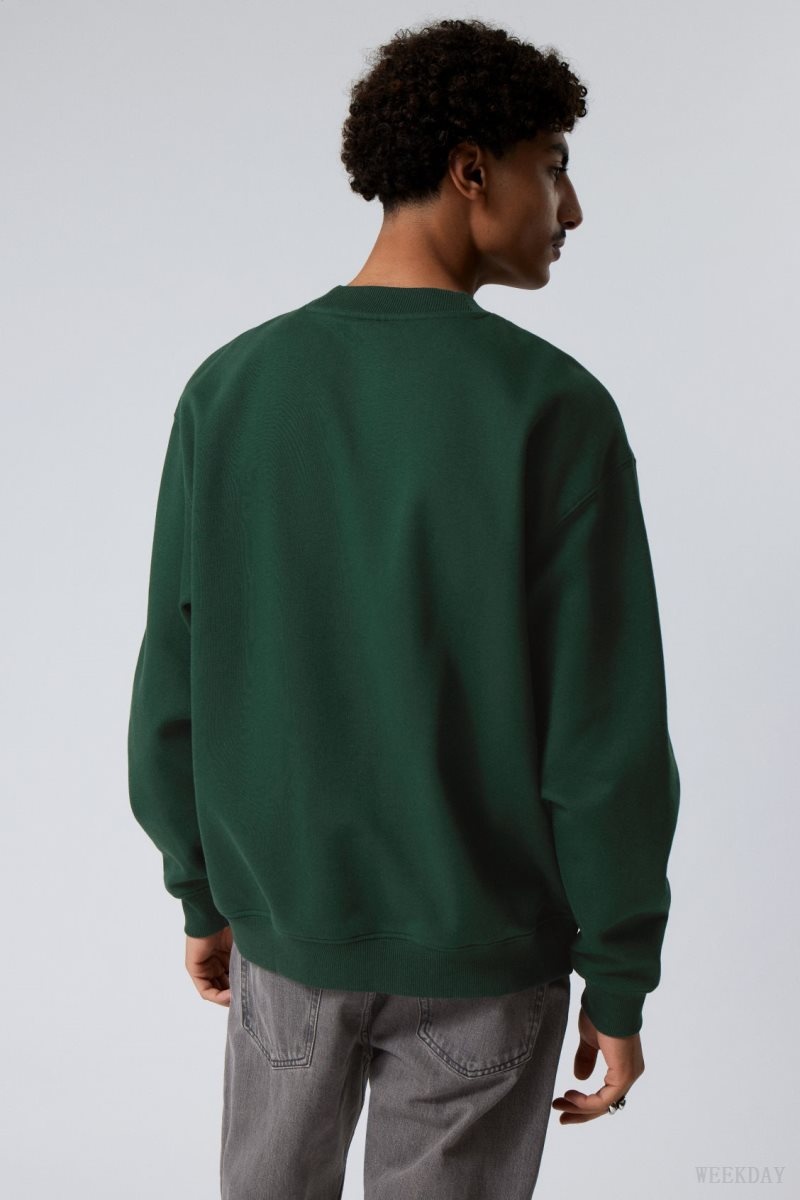 Weekday Relaxed Heavyweight Sweatshirt Dark Green | LJNK0839