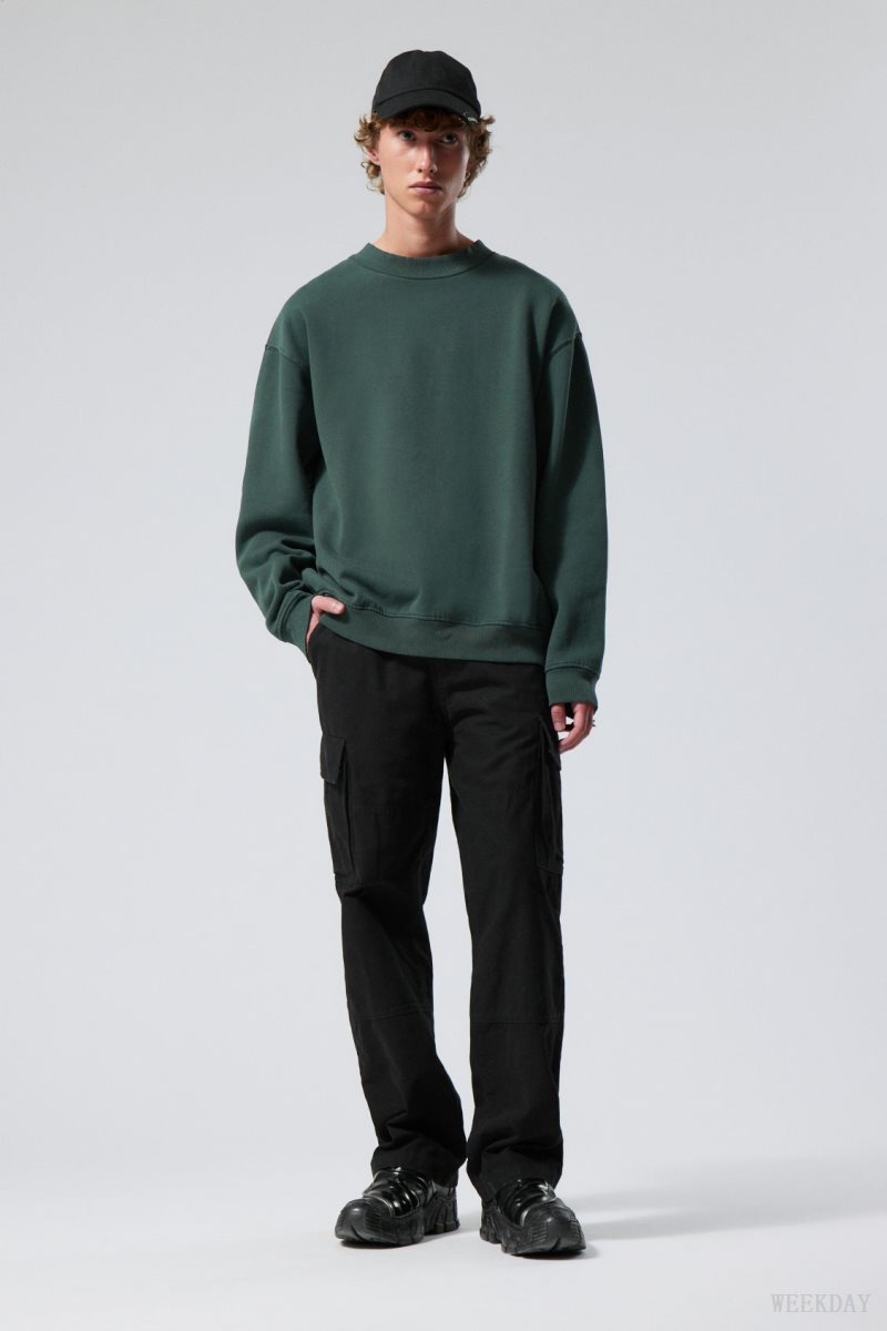 Weekday Relaxed Heavyweight Sweatshirt Dark Green | EPPJ2857