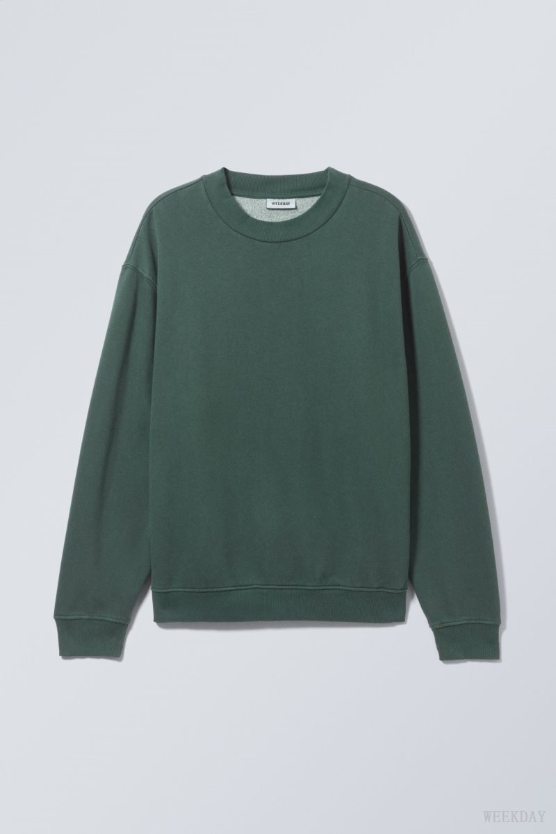 Weekday Relaxed Heavyweight Sweatshirt Dark Green | EPPJ2857