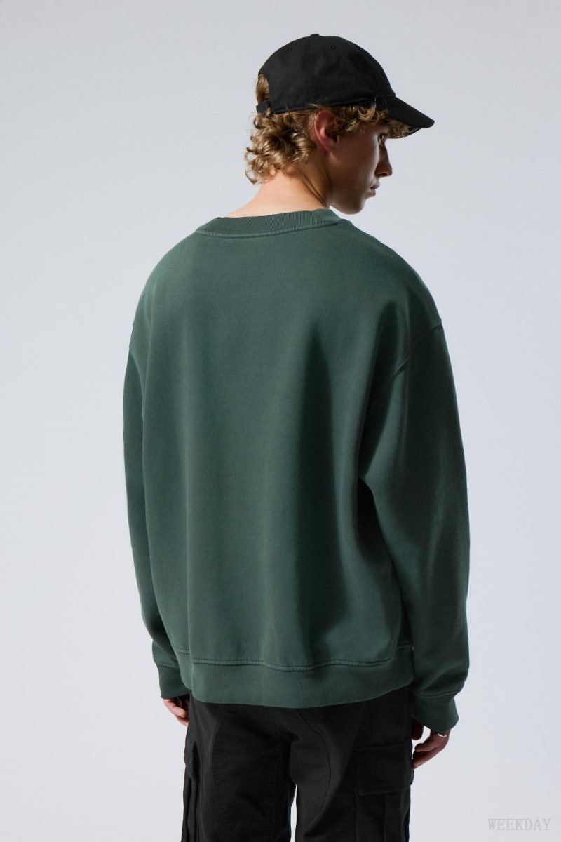 Weekday Relaxed Heavyweight Sweatshirt Dark Green | EPPJ2857