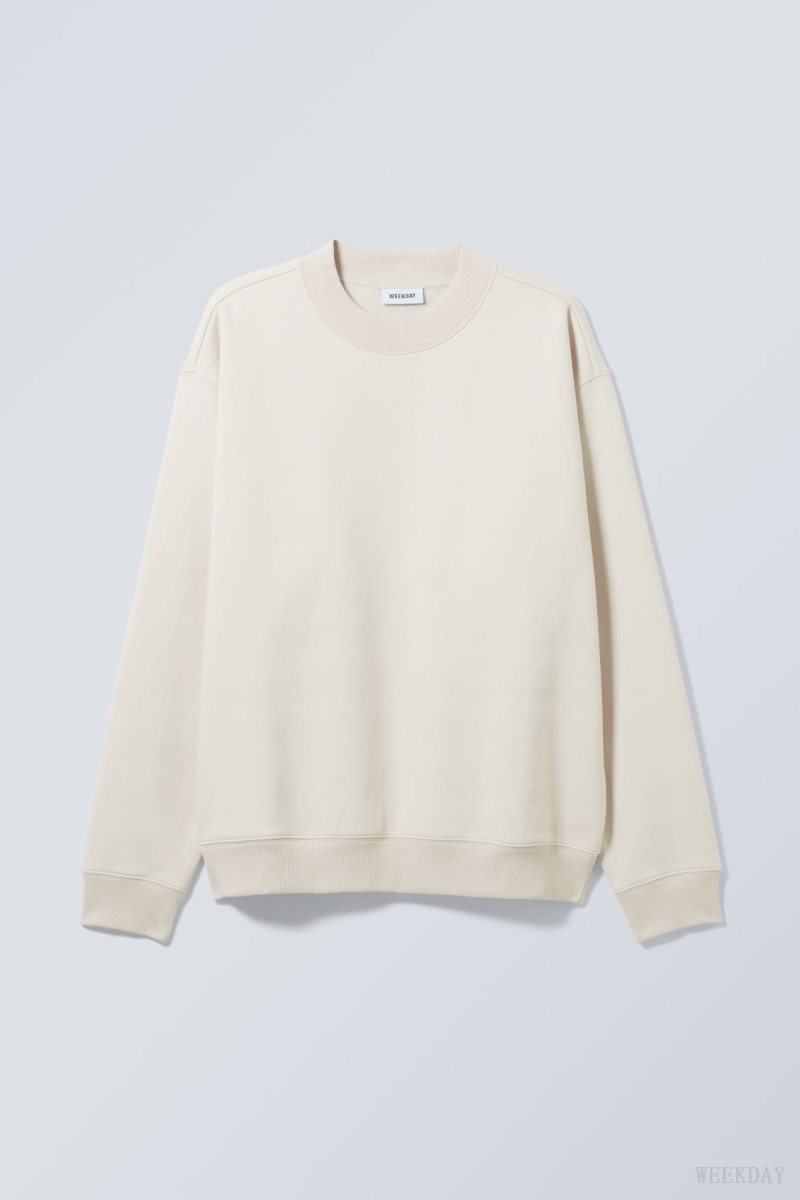 Weekday Relaxed Heavyweight Sweatshirt Ecru | LPRY3505