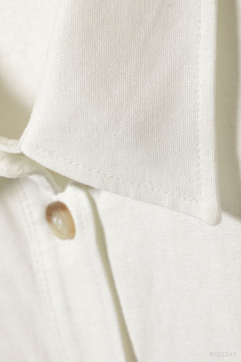 Weekday Relaxed Linen Mix Shirt White | BYCO7878