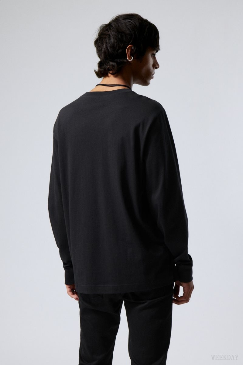 Weekday Relaxed Midweight Long Sleeve Black | MDPU8776