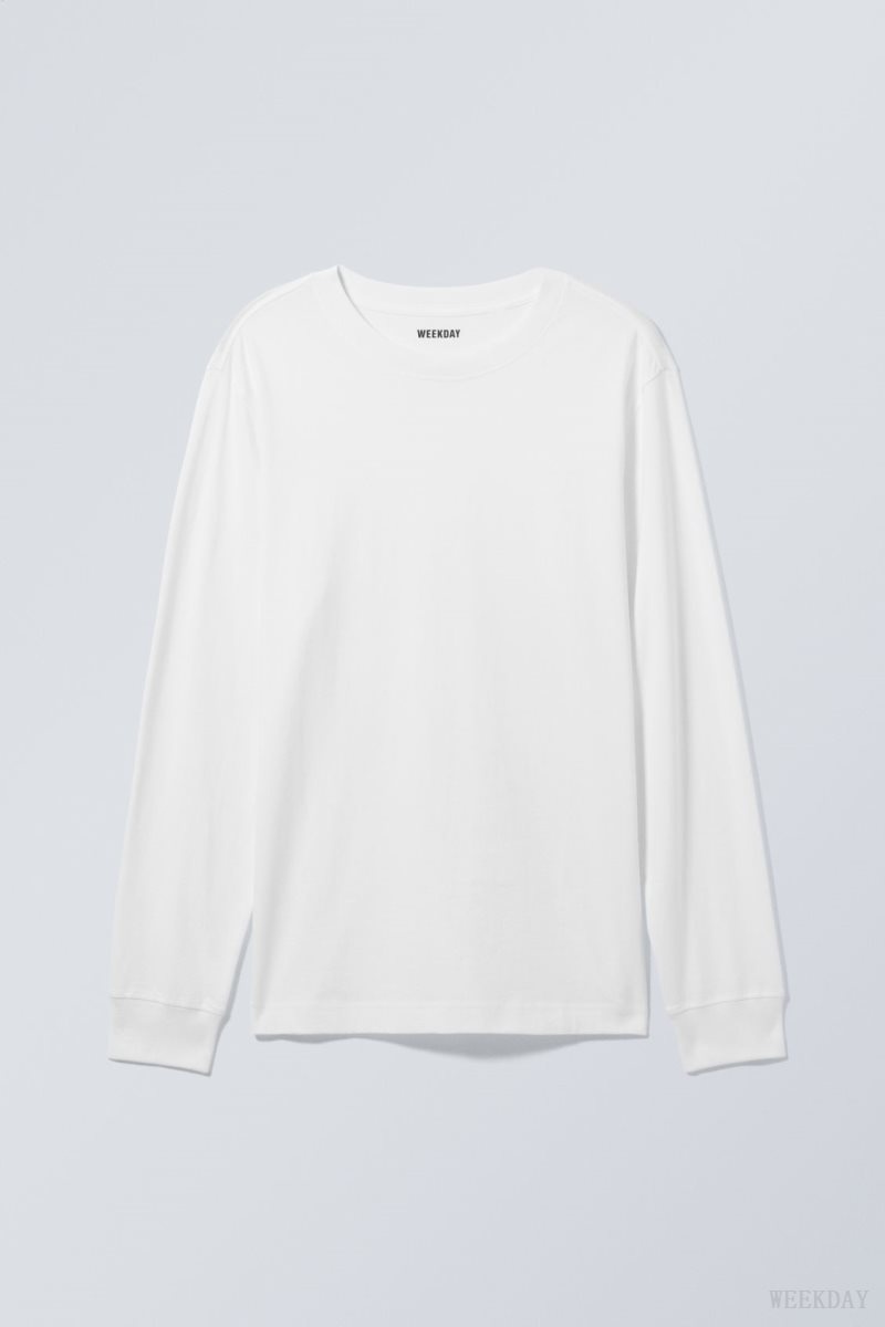 Weekday Relaxed Midweight Long Sleeve White | DXOG0684