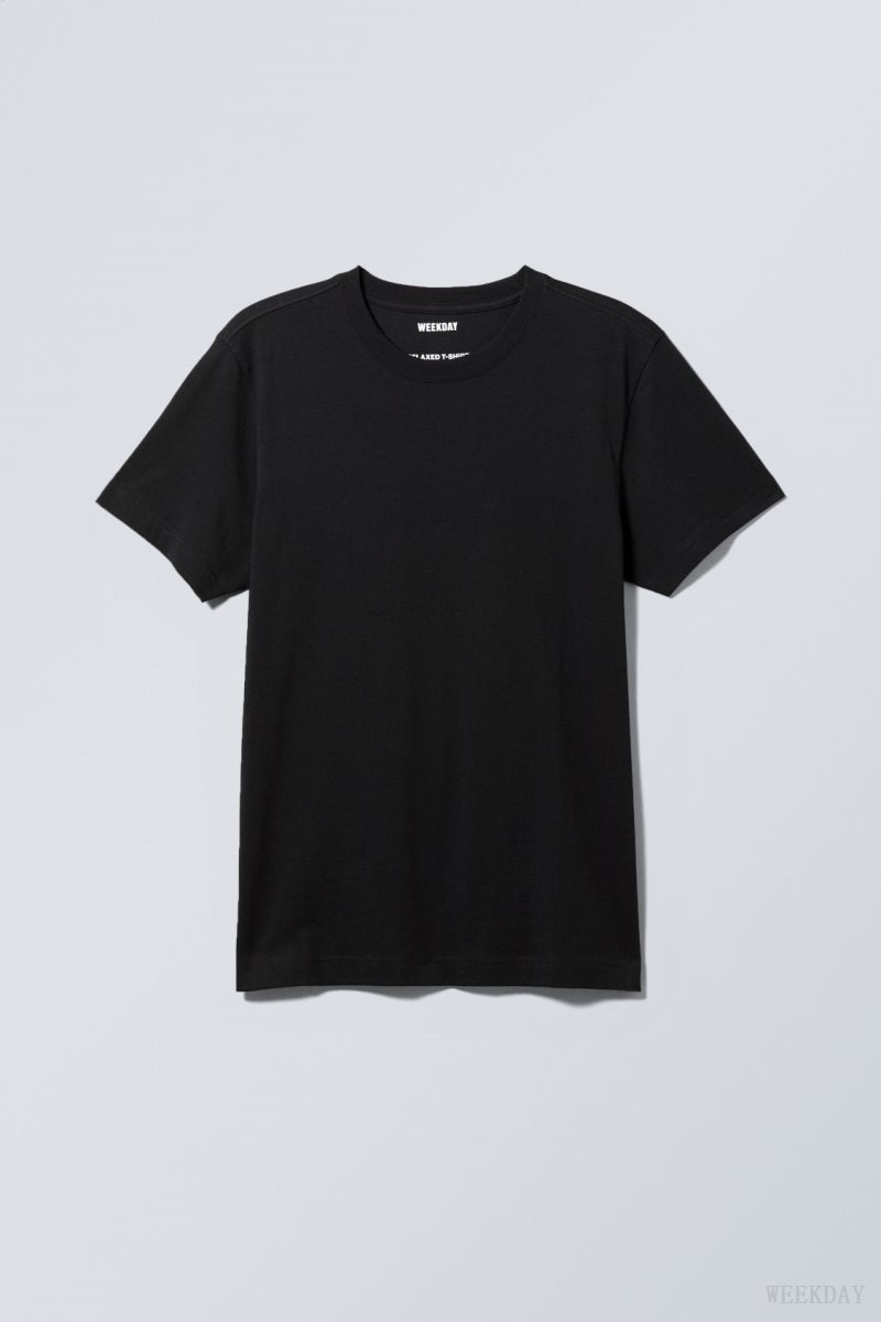 Weekday Relaxed Midweight T-shirt Black | JZTC4036