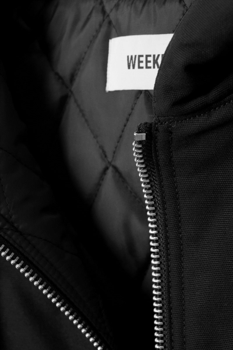 Weekday Remy Hooded Bomber Jacket Black | VRXZ3626