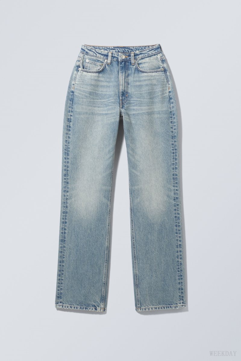 Weekday Resolute Curve High Straight Jeans Blue | RHBQ7654