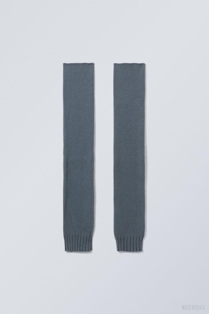 Weekday Rib Knit Leg Warmers Blue | ITSO1348