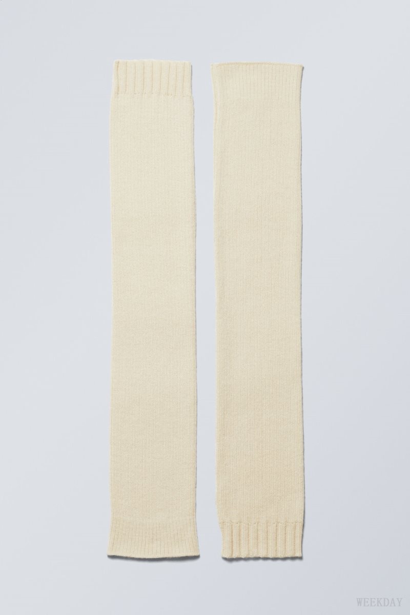 Weekday Rib Knit Leg Warmers White | NQOT5757