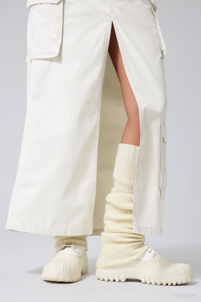 Weekday Rib Knit Leg Warmers White | NQOT5757