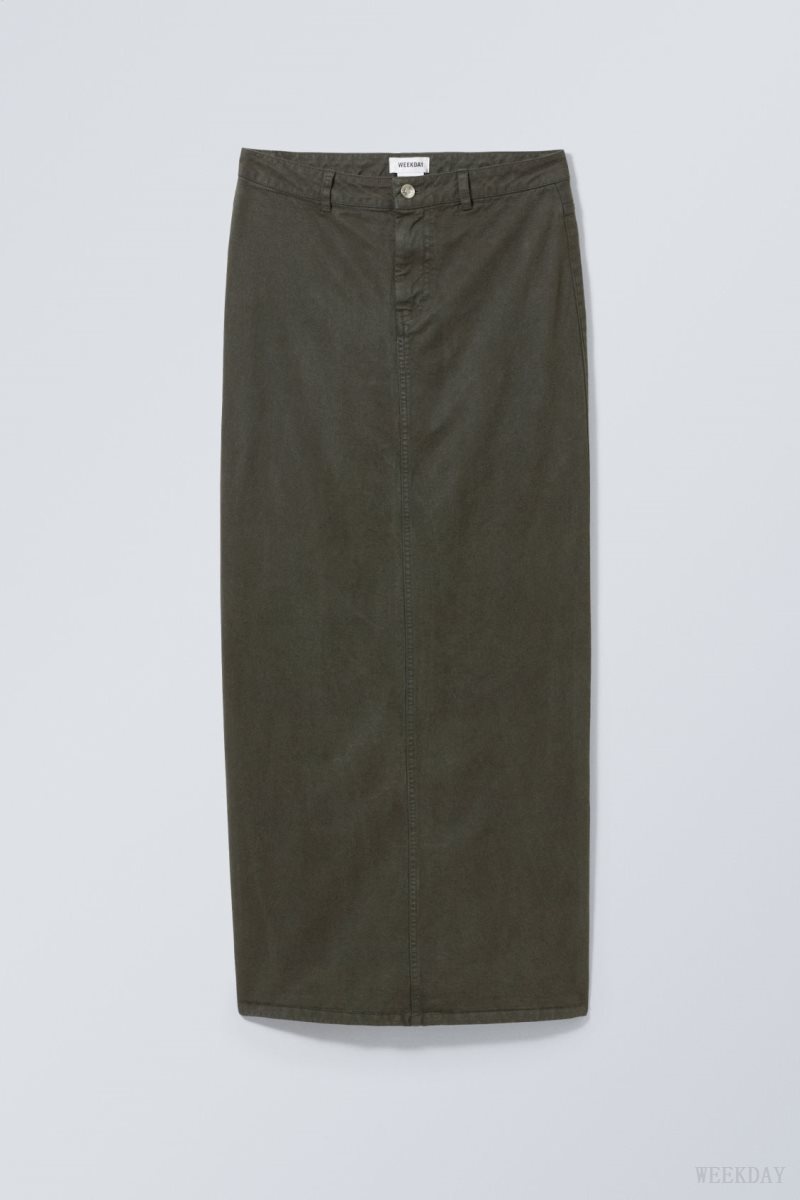 Weekday Rose Long Skirt Dark Green | ORRC3172