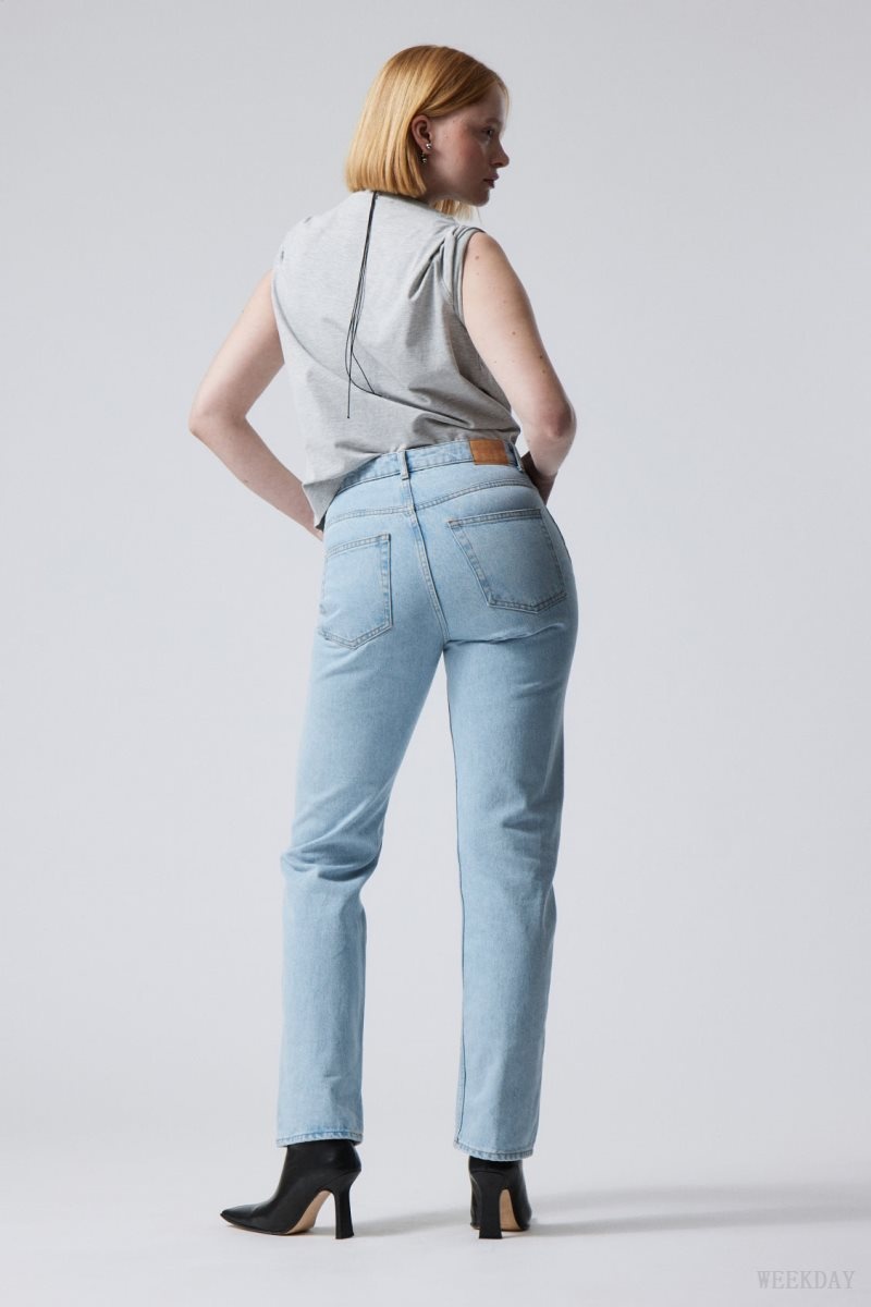 Weekday Rowe Extra High Straight Jeans Blue | IUNW0903