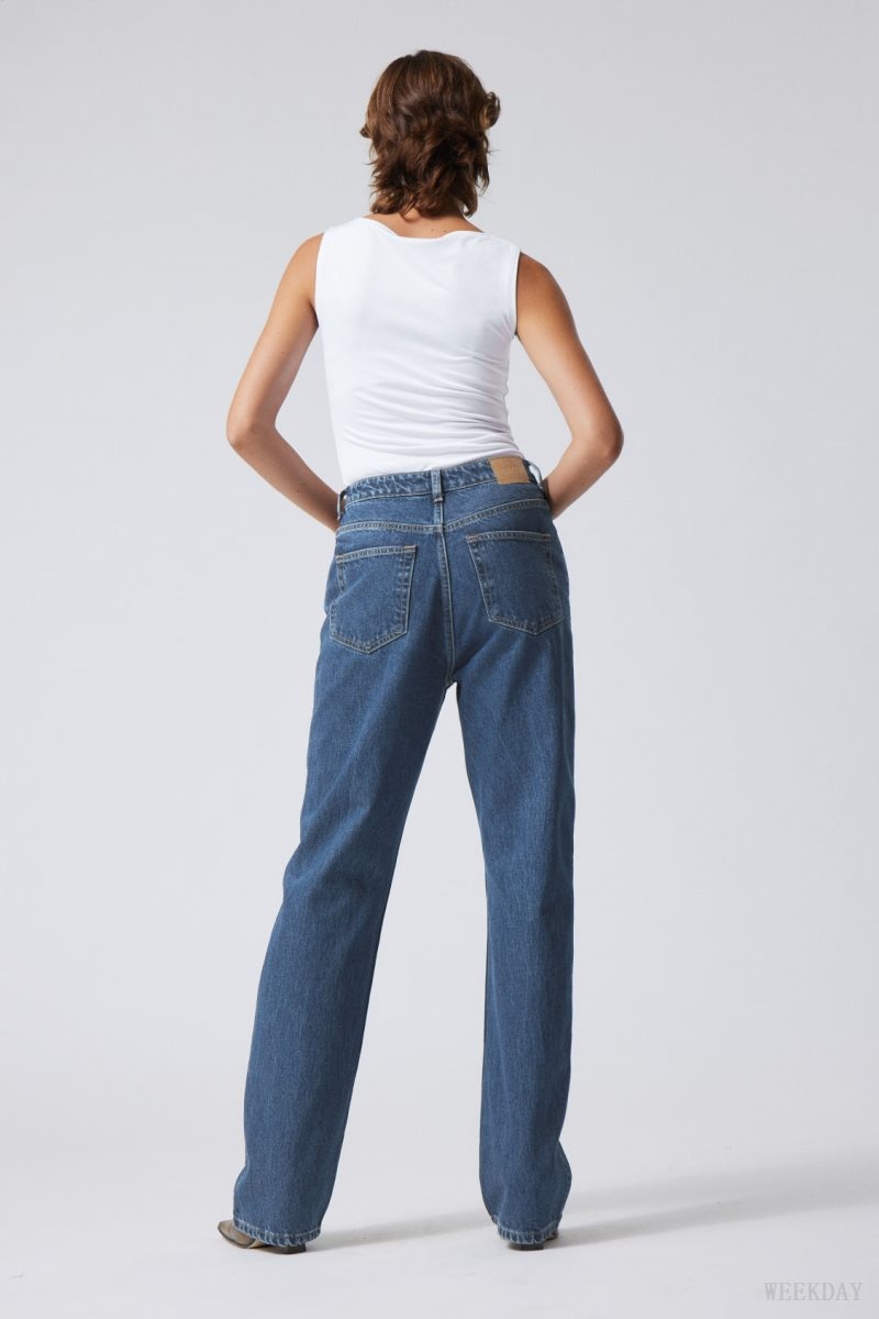 Weekday Rowe Extra High Straight Jeans Blue | OFBF6484