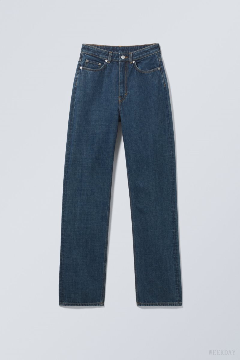 Weekday Rowe Extra High Straight Jeans Blue | QCDR0270