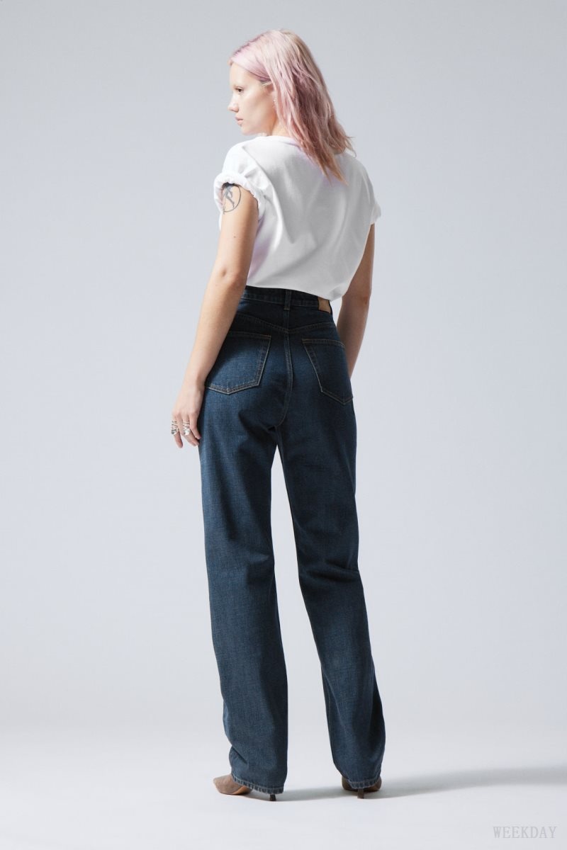 Weekday Rowe Extra High Straight Jeans Blue | QCDR0270