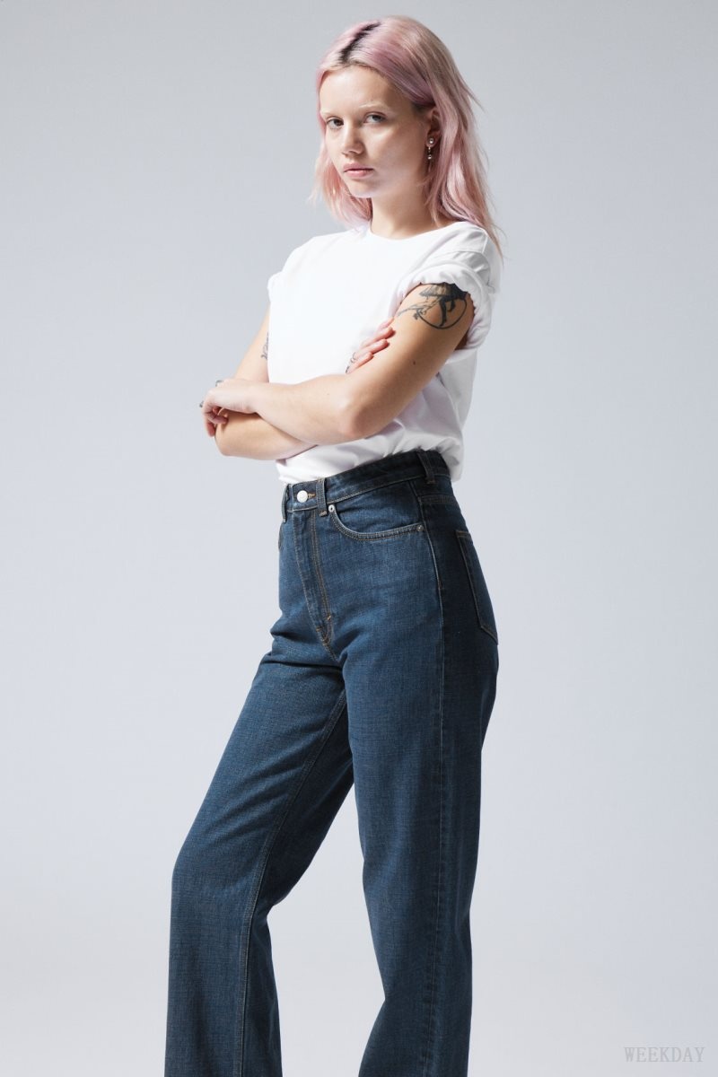 Weekday Rowe Extra High Straight Jeans Blue | QCDR0270