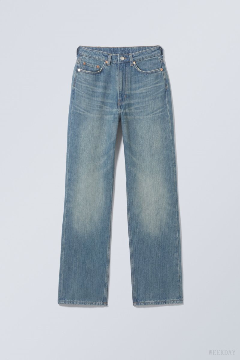 Weekday Rowe Extra High Straight Jeans Blue | IORC8046