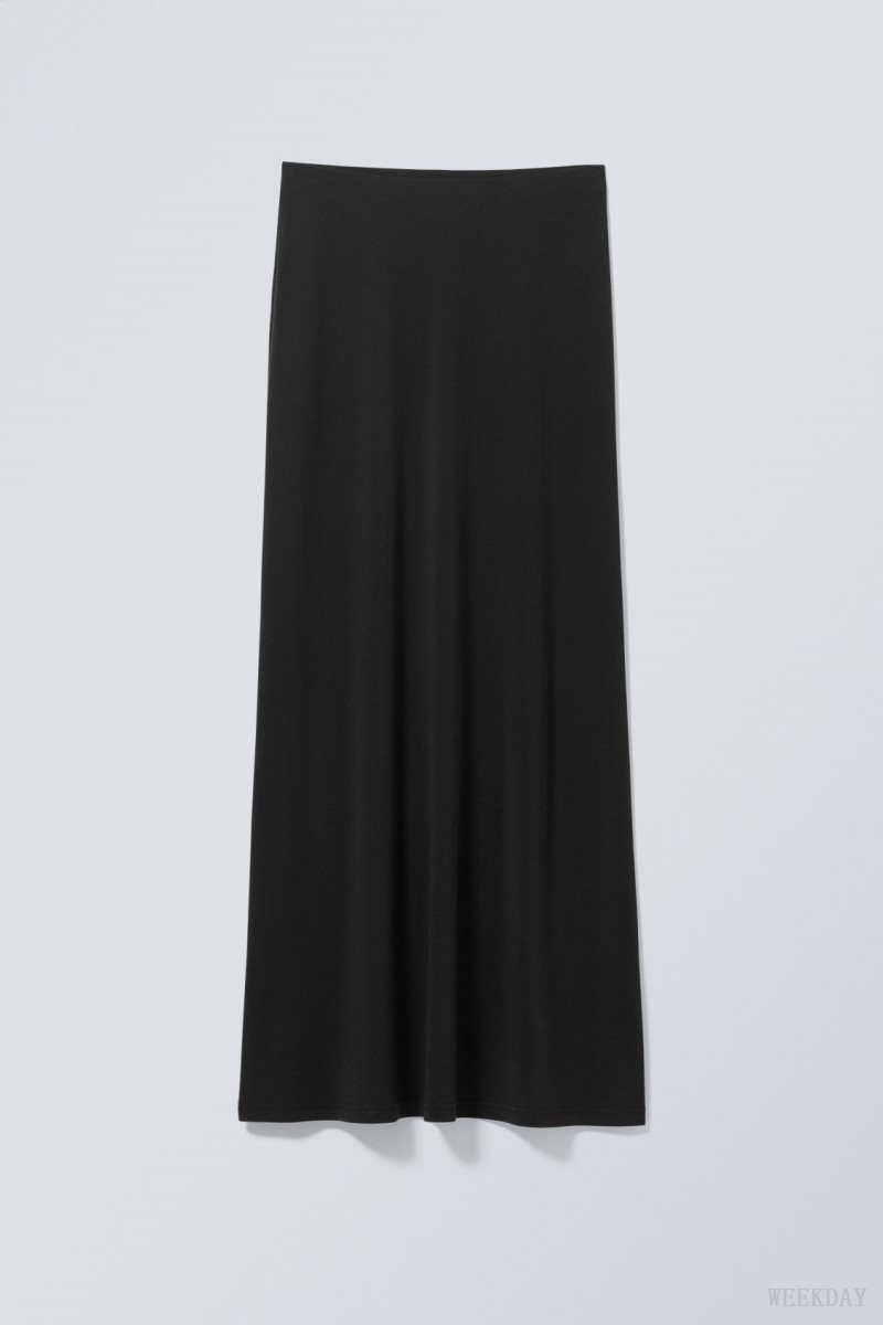 Weekday Signe Drapy Maxi Skirt Black | DQHS7182