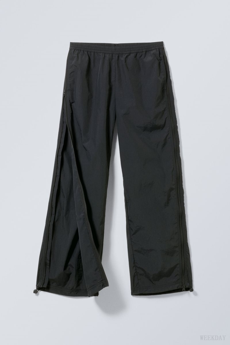 Weekday Simona Side Zip Track Trousers Black | JKDV2678