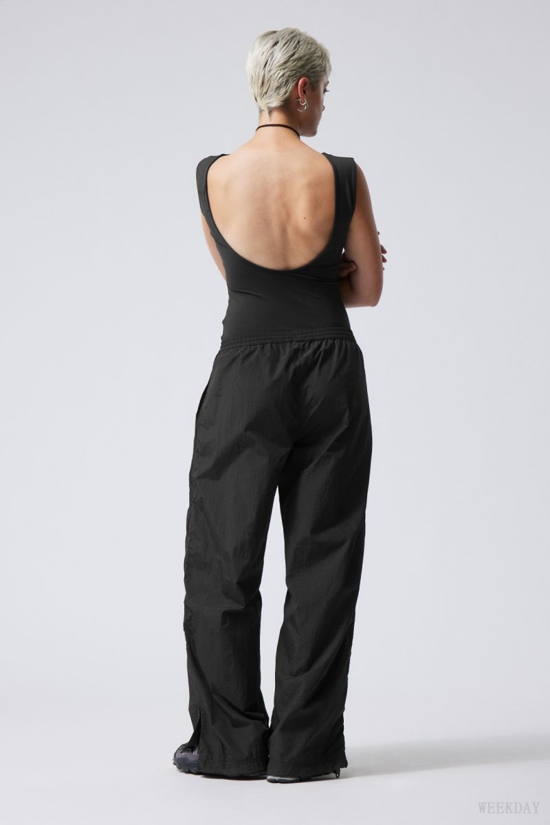 Weekday Simona Side Zip Track Trousers Black | JKDV2678