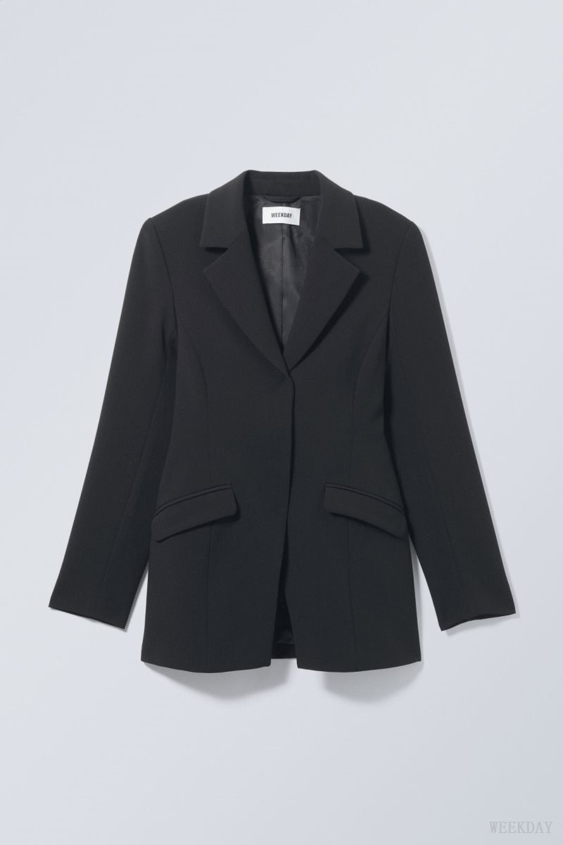 Weekday Simone Waisted Blazer Black | BBAM6449