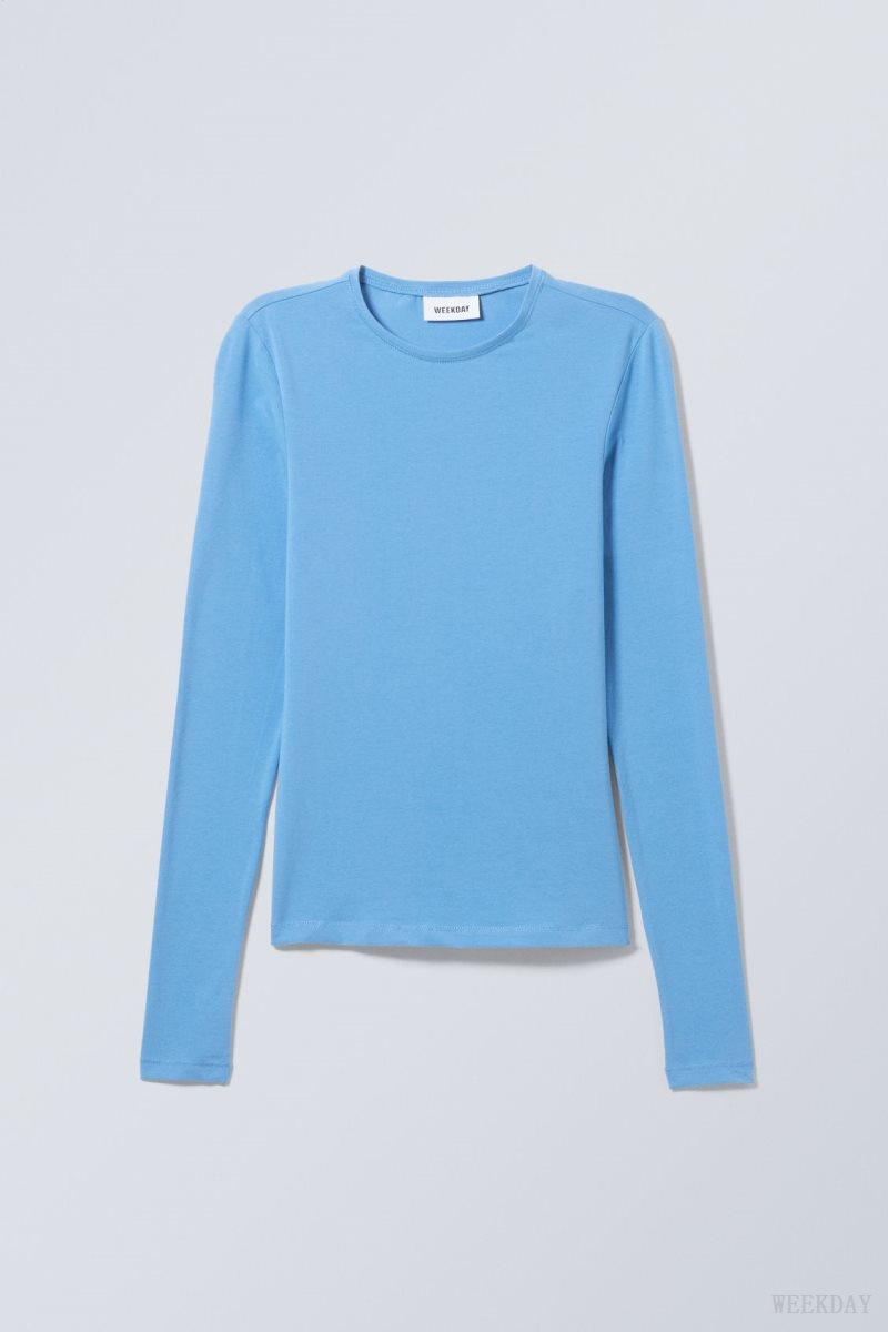 Weekday Slim Fitted Long Sleeve Light Blue | UOYD9944