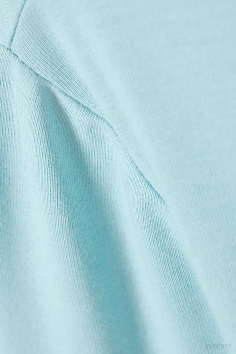 Weekday Slim Fitted Long Sleeve Light Turquoise | OPTB1806