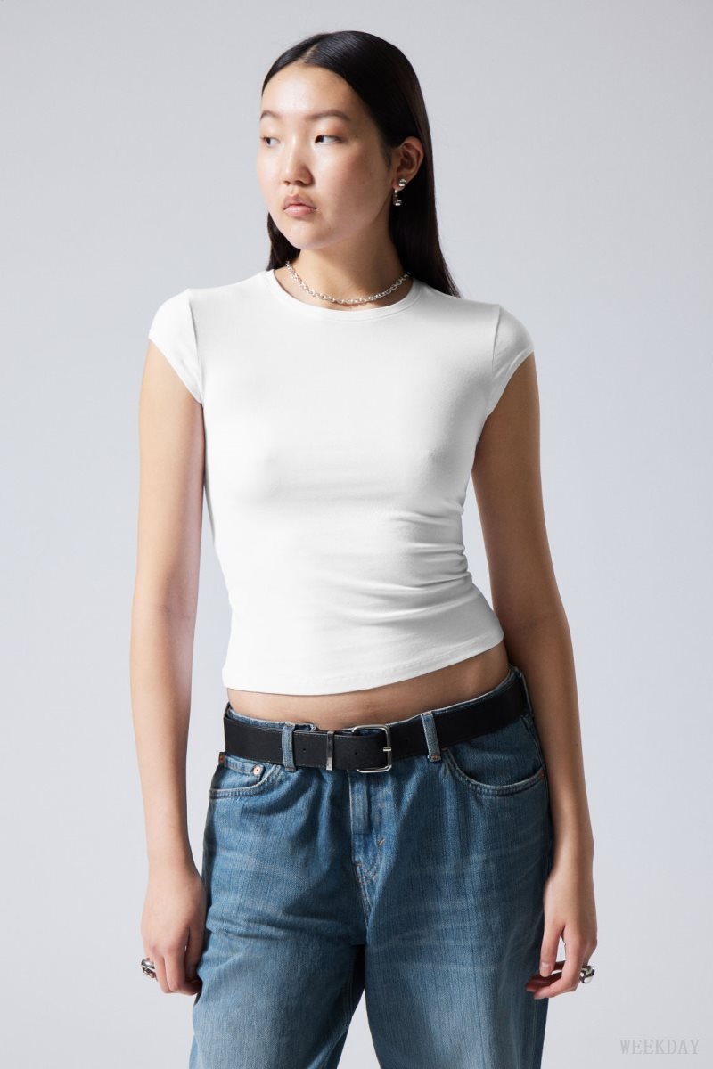 Weekday Slim Fitted Top White | HNKF7836