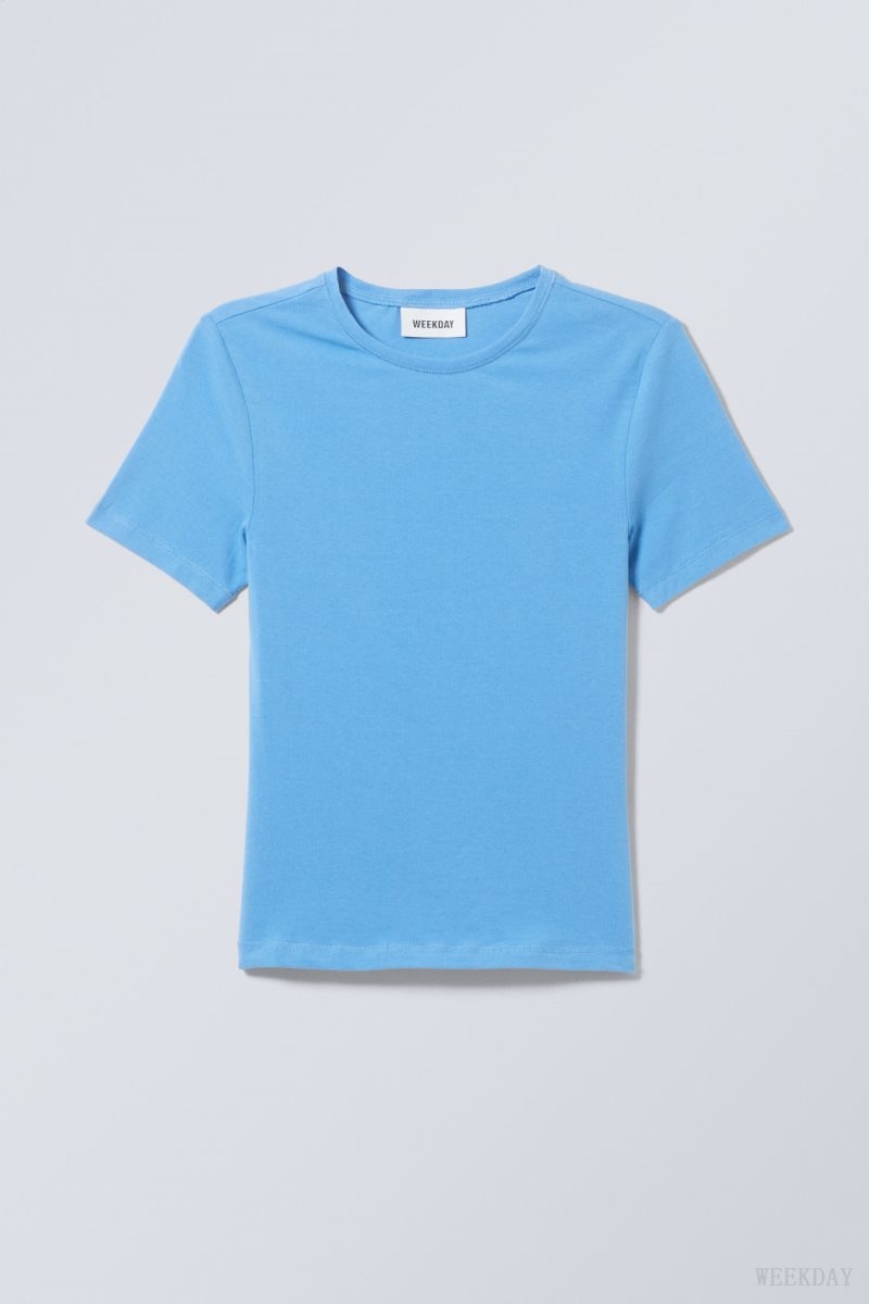 Weekday Slim Fitted T-shirt Light Blue | JCDZ4307