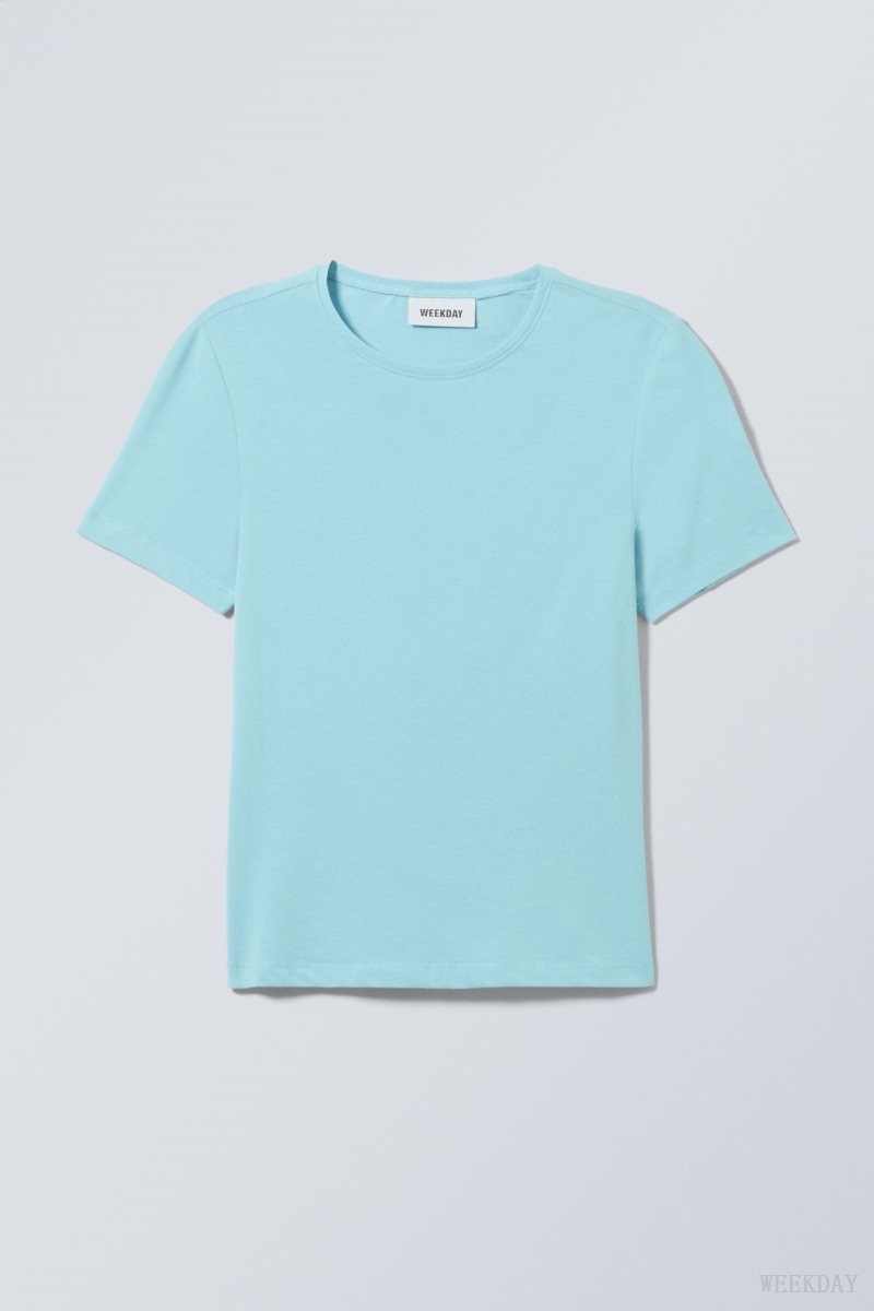 Weekday Slim Fitted T-shirt Light Blue | WMZQ3636