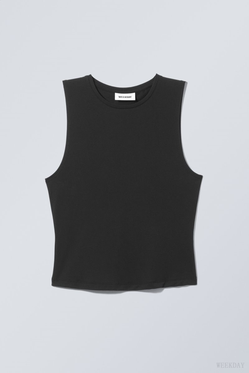 Weekday Soft Brushed Tank Top Black | XLPR0702