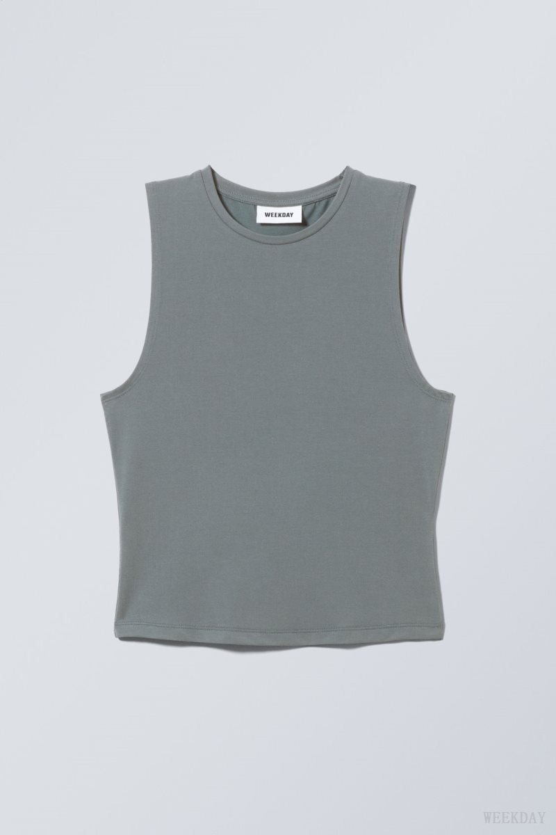 Weekday Soft Brushed Tank Top Dark Turquoise | GXZG5472