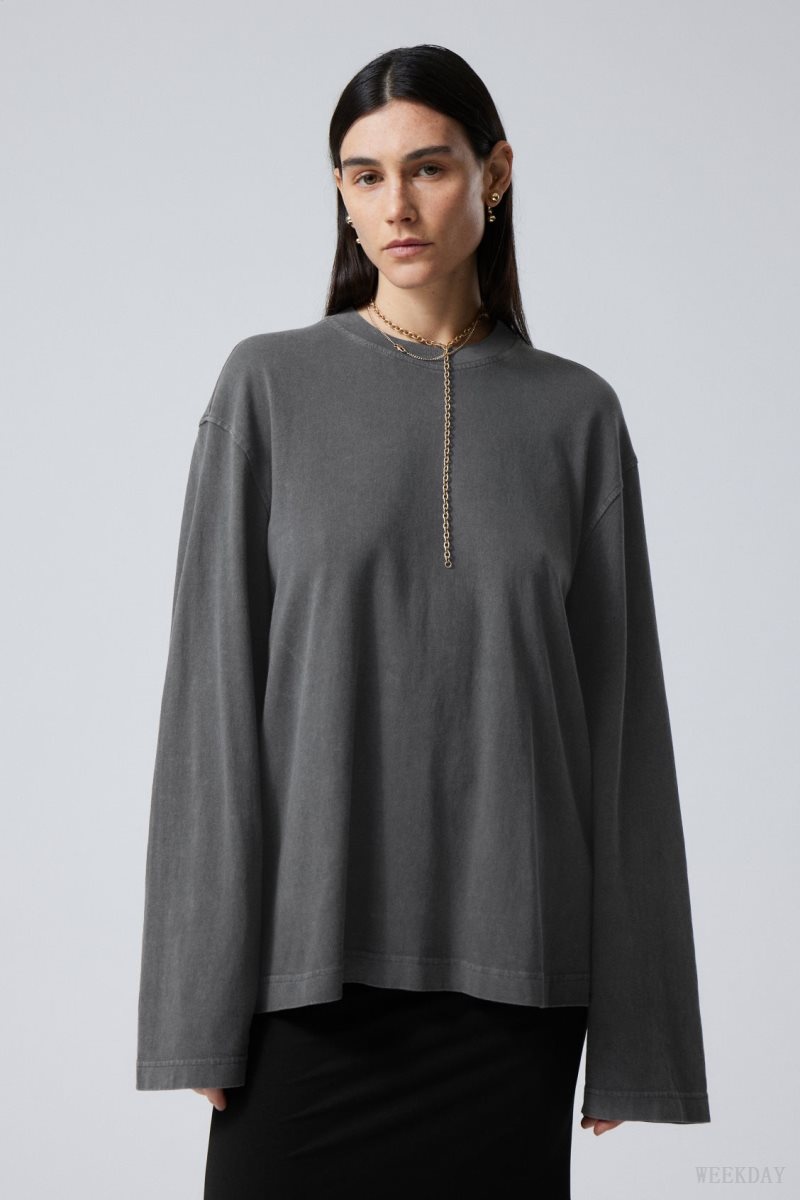 Weekday Soft Oversized Long Sleeve Top Blue | HUVQ5606