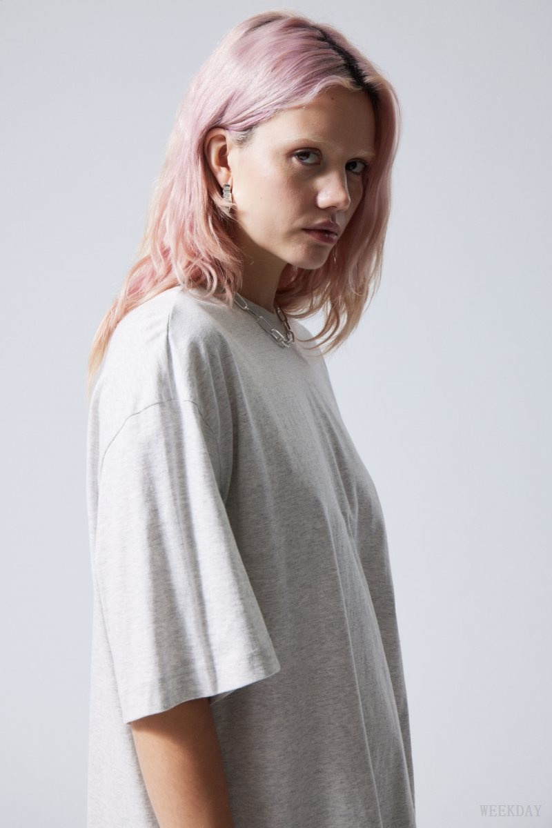 Weekday Soft Oversized T-shirt Light Grey | XGFE0572