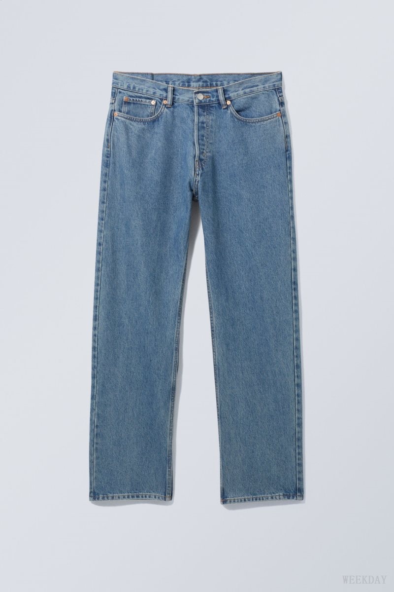 Weekday Space Relaxed Straight Jeans Blue | HBVG7162