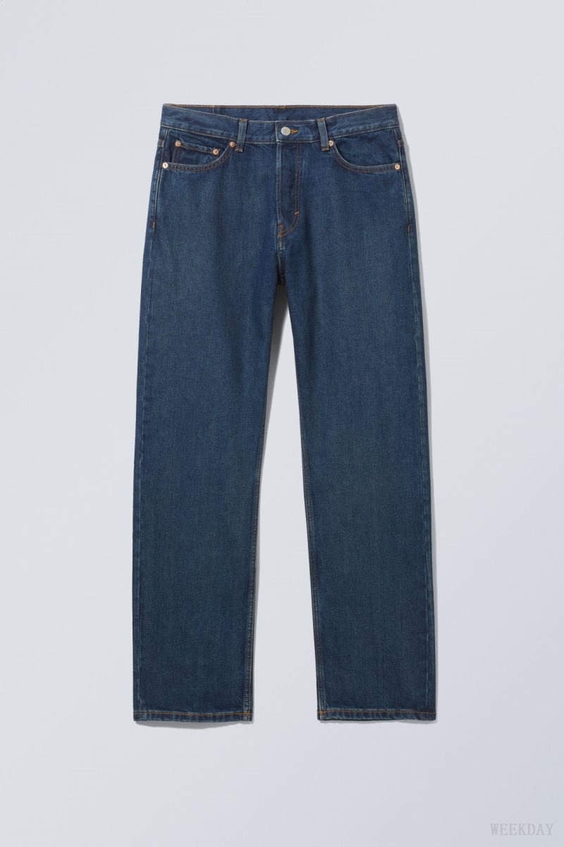 Weekday Space Relaxed Straight Jeans Blue | QEIP4078