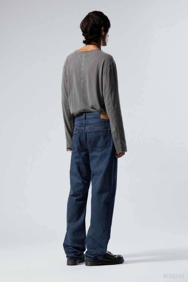 Weekday Space Relaxed Straight Jeans Blue | QEIP4078