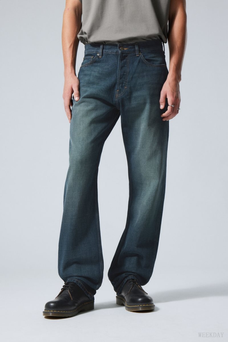 Weekday Space Relaxed Straight Jeans Blue | QFPI9746