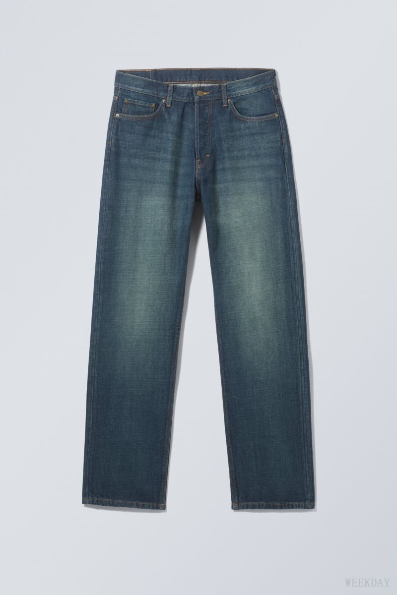 Weekday Space Relaxed Straight Jeans Blue | QFPI9746