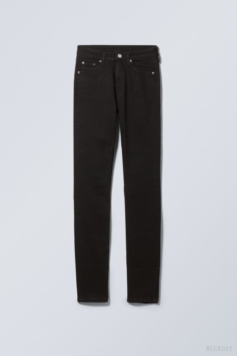 Weekday Spare Mid Skinny Jeans Black | JDPY4914