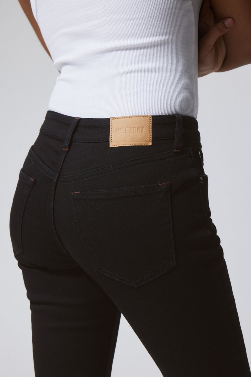 Weekday Spare Mid Skinny Jeans Black | JDPY4914