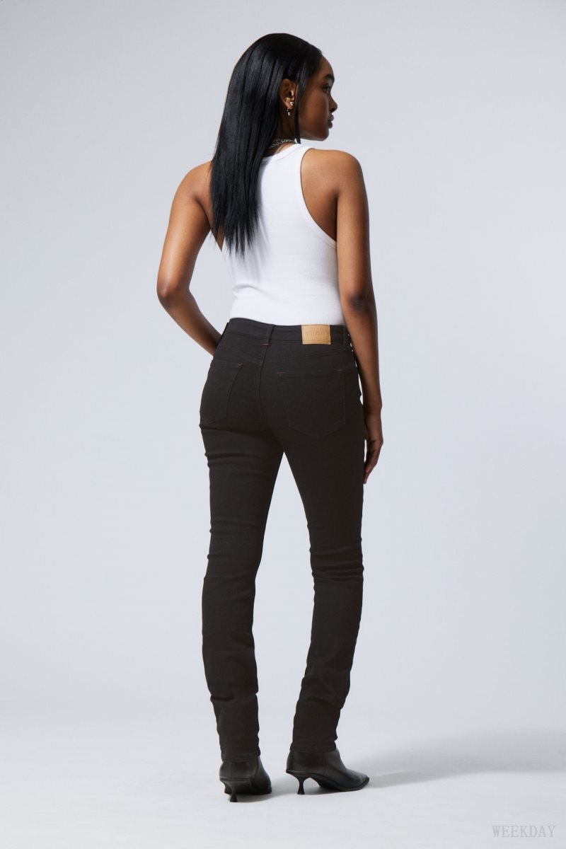 Weekday Spare Mid Skinny Jeans Black | JDPY4914